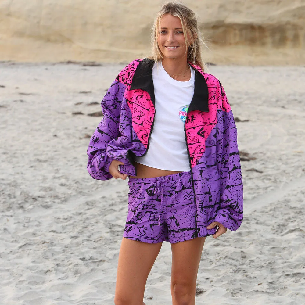 Pink/Purple Gecko Wall "V Full Zip" Windbreaker!