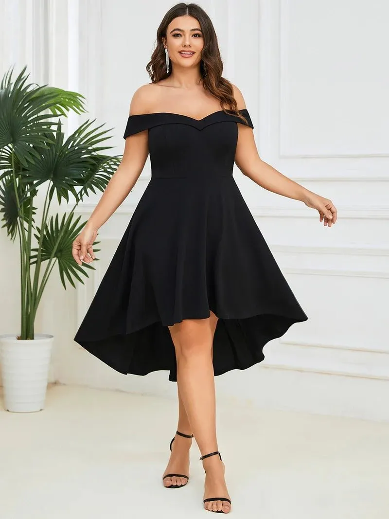 Plus Sexy Off Shoulders A Line Asymmetric Hem Evening Dresses