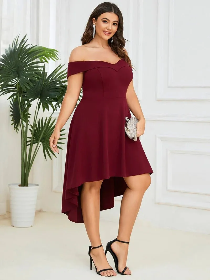 Plus Sexy Off Shoulders A Line Asymmetric Hem Evening Dresses