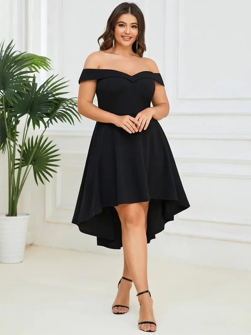 Plus Sexy Off Shoulders A Line Asymmetric Hem Evening Dresses