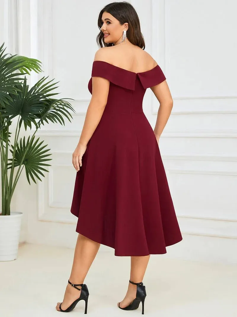 Plus Sexy Off Shoulders A Line Asymmetric Hem Evening Dresses