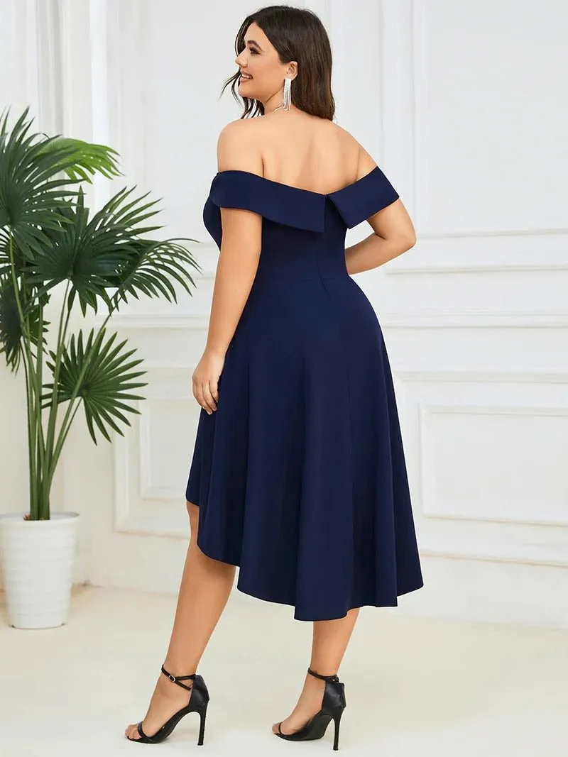 Plus Sexy Off Shoulders A Line Asymmetric Hem Evening Dresses