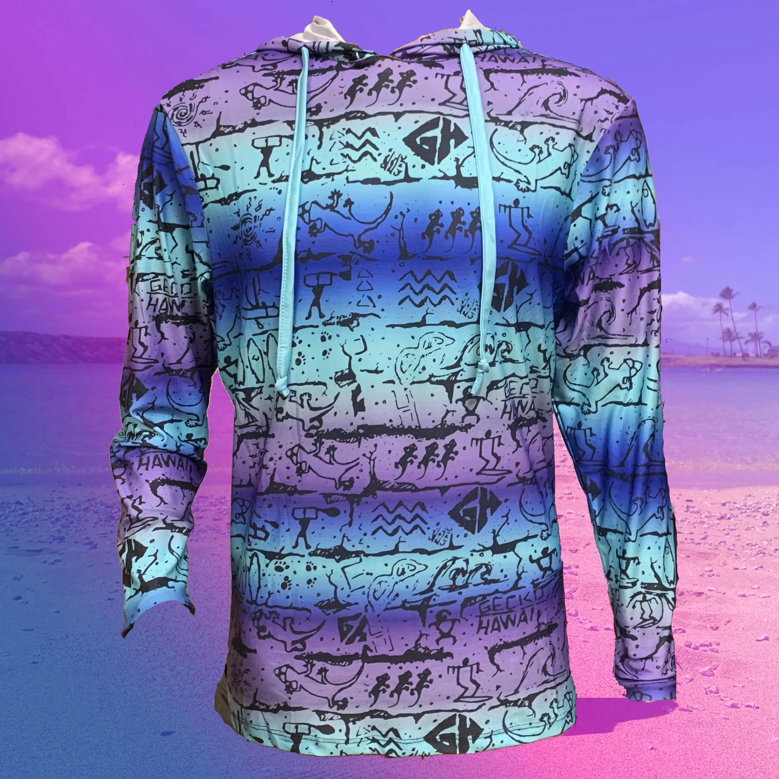 Stylish Purple and Mint Sun Protection Shirt for Outdoor Activities