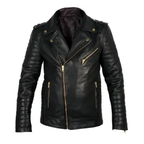 Quilted Biker Leather Jacket - CLEARANCE PRE MADE