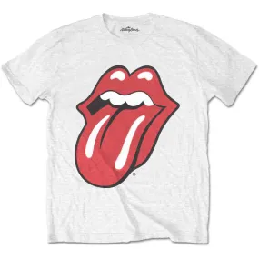 Rolling Stones Adult T-Shirt - Classic Rolling Stones Tongue Logo - White T-Shirt