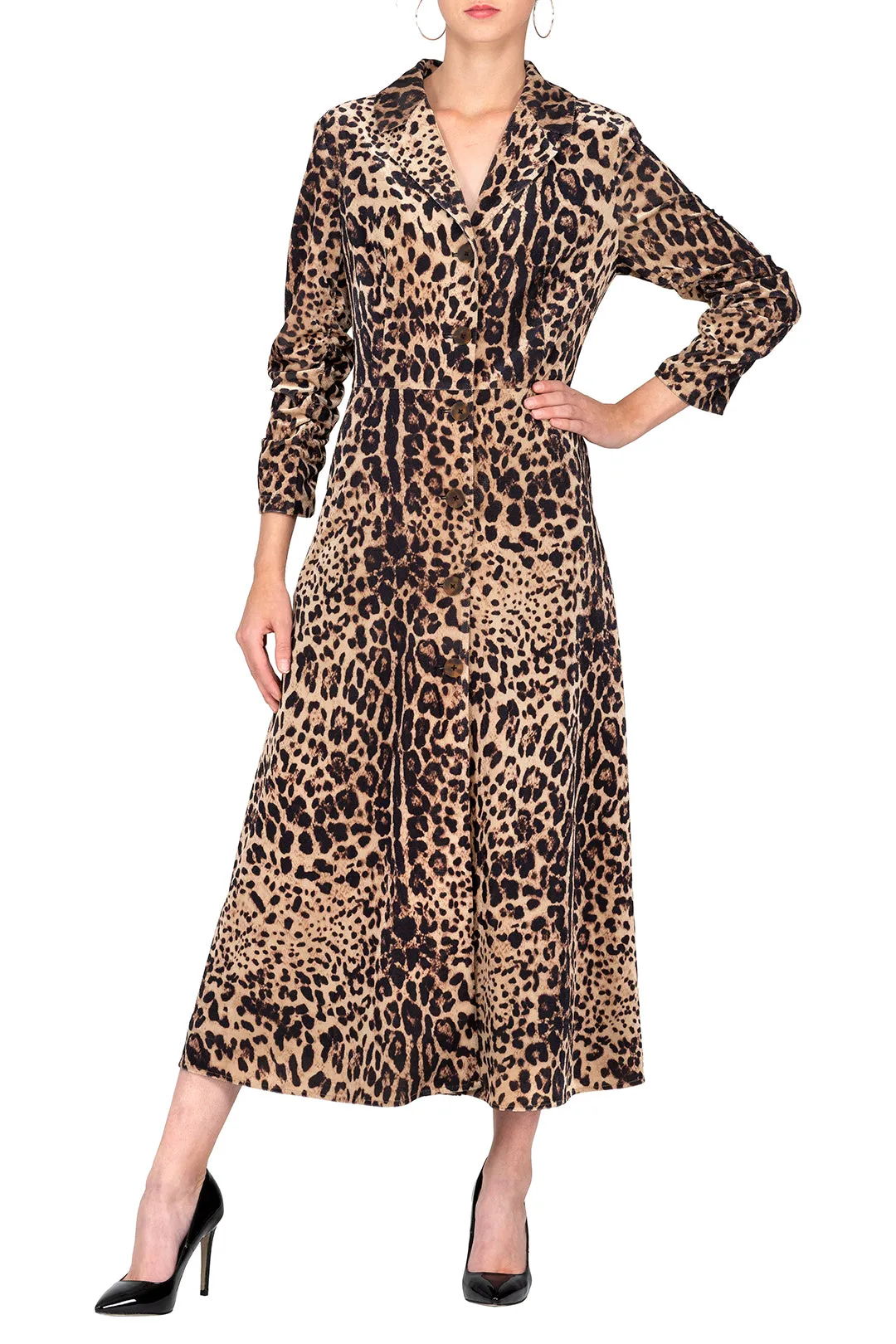 SCANDINAVIA-Leopard Print Dress Coat