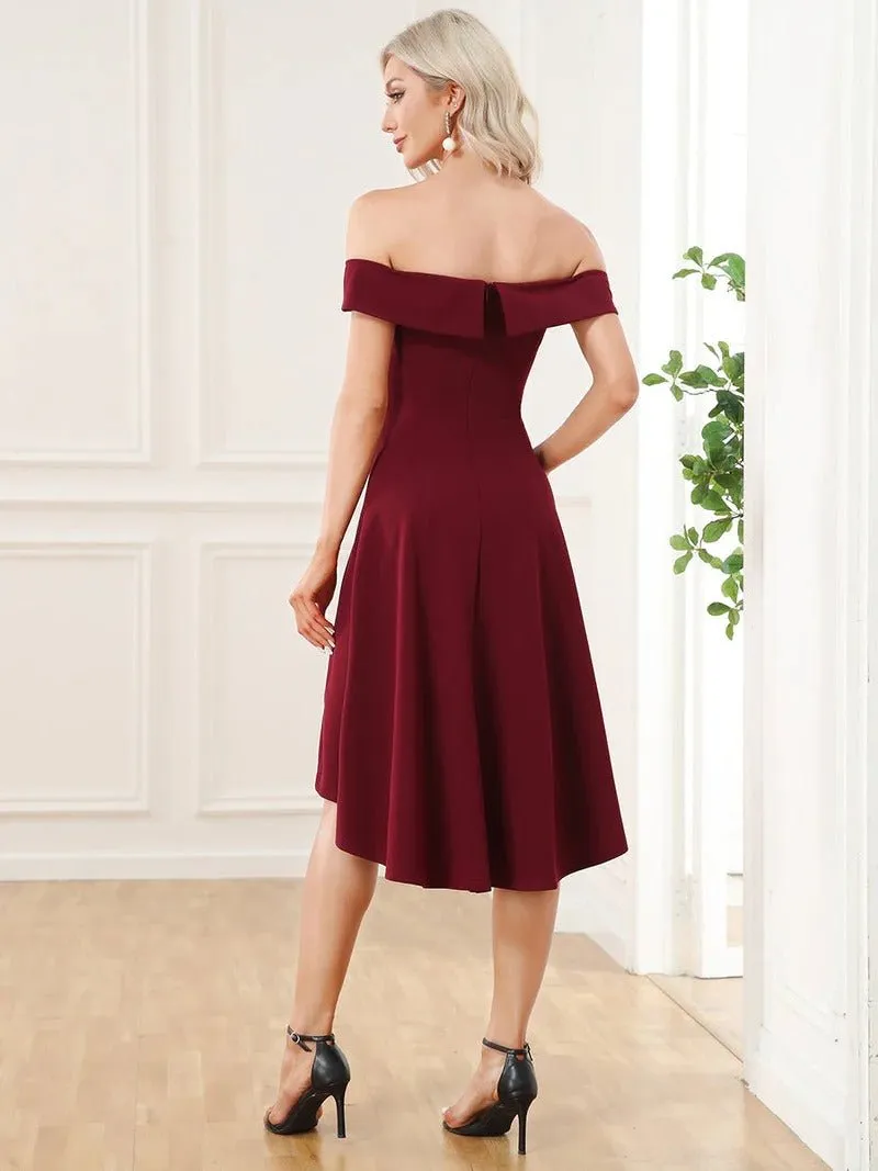 Sexy Off Shoulders A Line Asymmetric Hem Evening Dresses