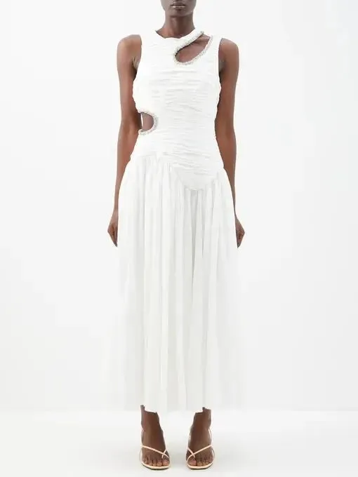 Sleeveless Hollow Out Mid-Length dress - High Waist Elegance