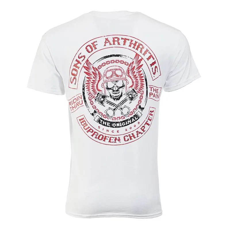 Sons of Arthritis Skull & Pistons Pocket T-Shirt White