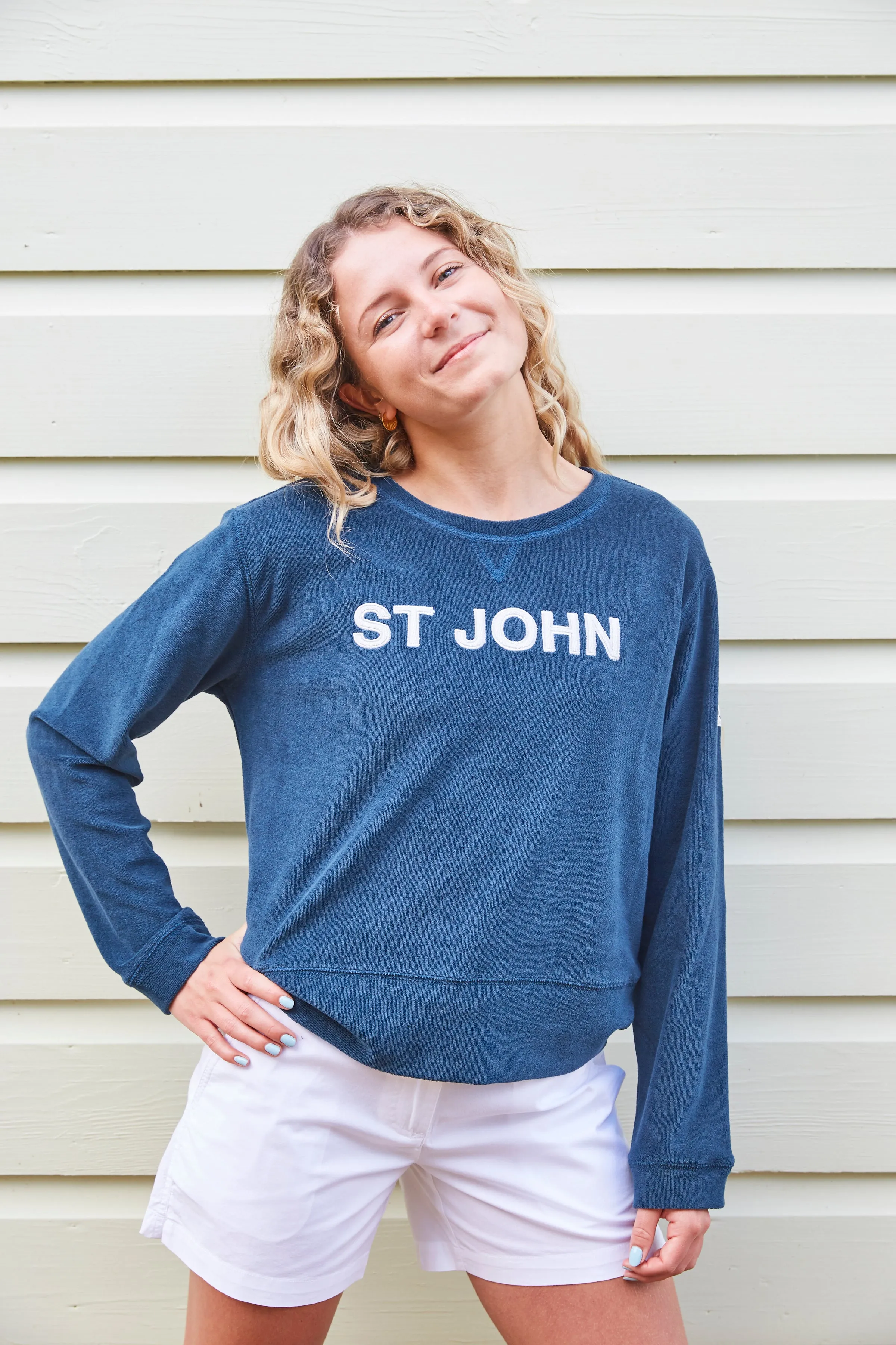 St. John Applique Ultimate Beach Sweatshirt - Midnight Navy