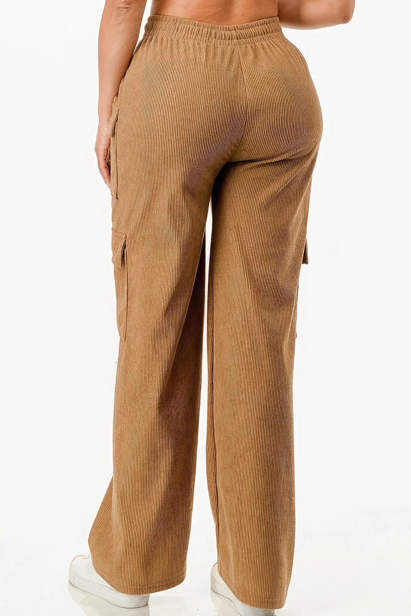 Tie Front Corduroy Cargo Pants