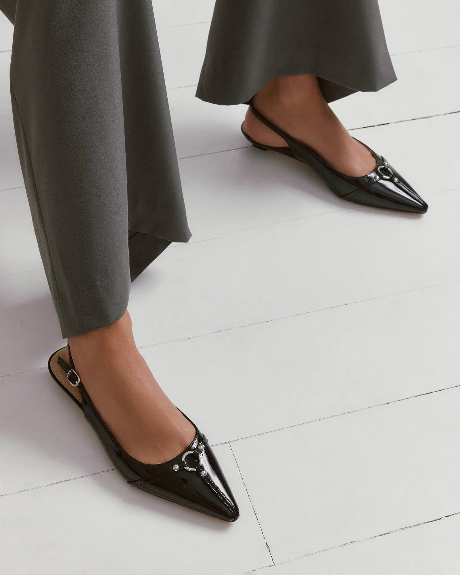 VICTORIA DRESS FLATS BLACK PATENT