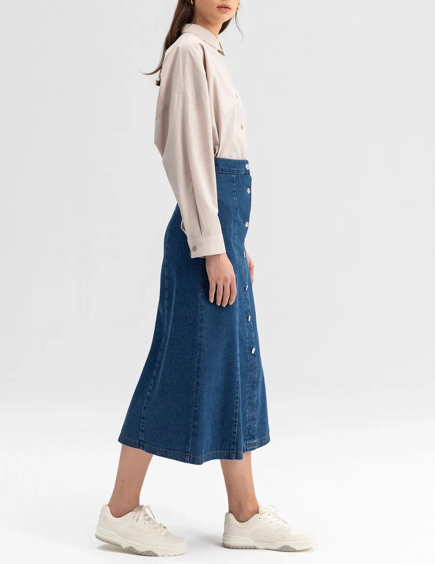 Vivienne Buttoned Denim Skirt