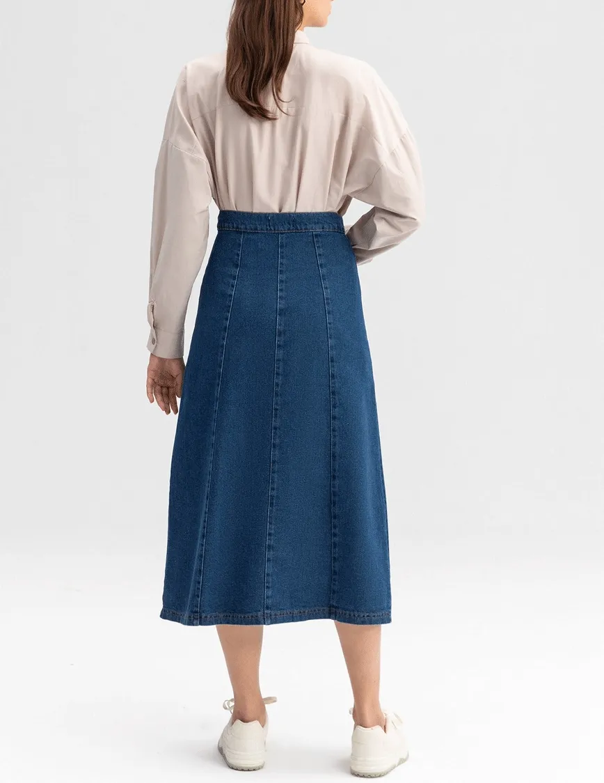 Vivienne Buttoned Denim Skirt