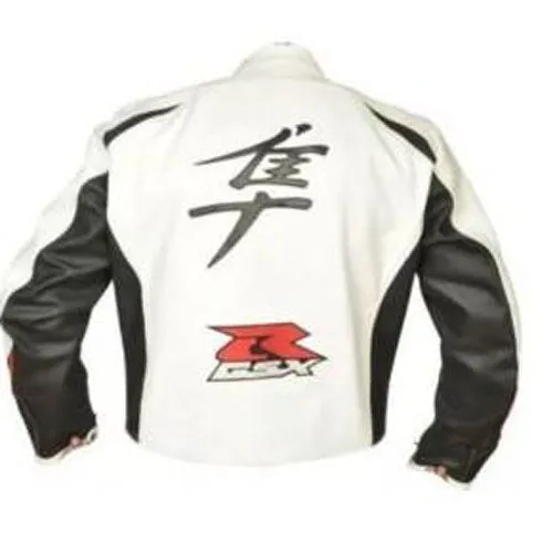 White Hayabusa motorycle jacket with armor protection