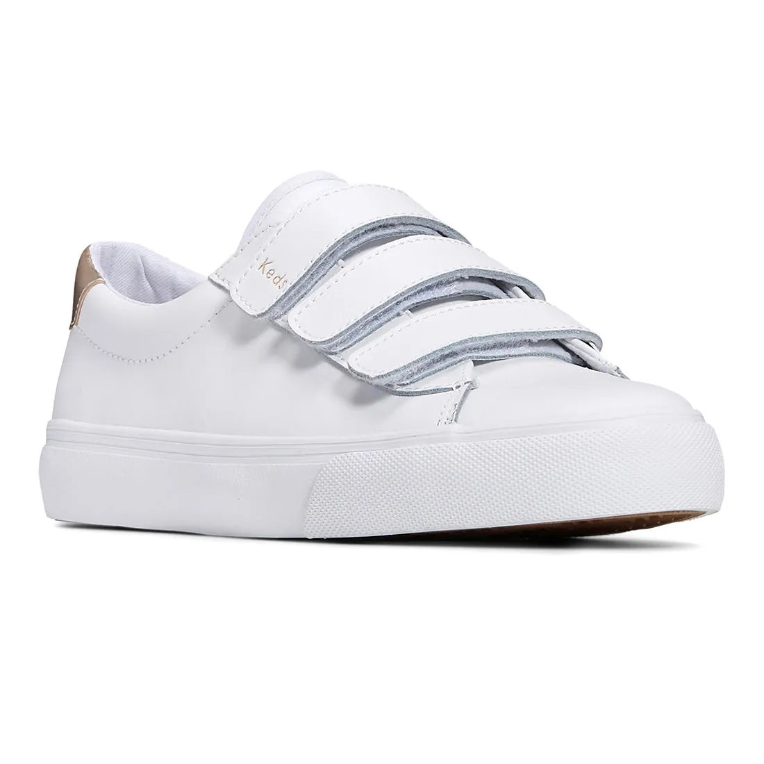 Women's Jump Kick V Leather SMU Sneaker White/Gold (WH67980)