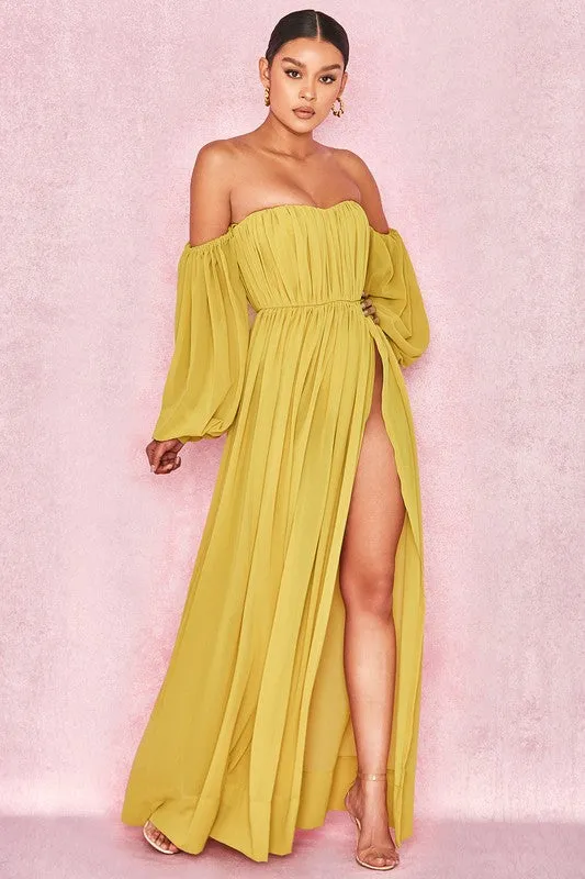 Yellow Chiffon Maxi Dress